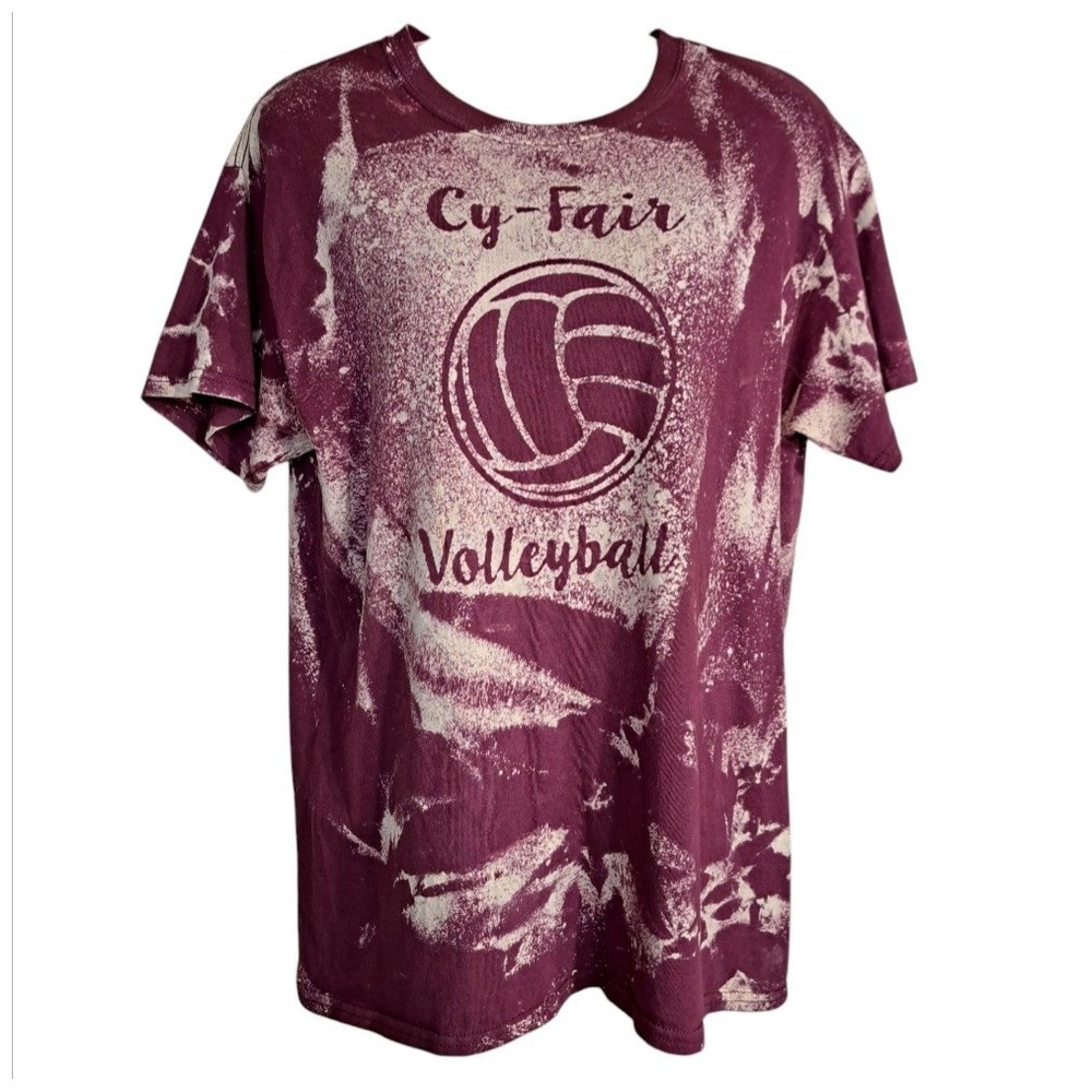 Gildan‎ Unisex Cy-Fair Volleyball T Shirt Tie-Dye Burgundy Size M
